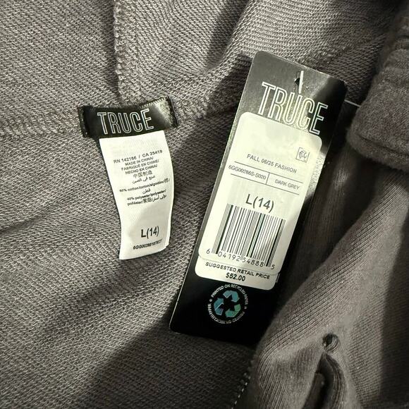 Truce Kids Zip-up Hooded Bomber Jacket in Dark Gray Large 14 - Picture 5 of 5